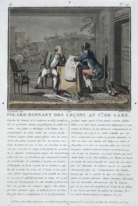 Charles, Chevalier de Folard (1699-1751) instruisant le Comte de Saxe (1696-1750), gravé par Jean Baptiste Morret (fl.1790-1820), 1790
